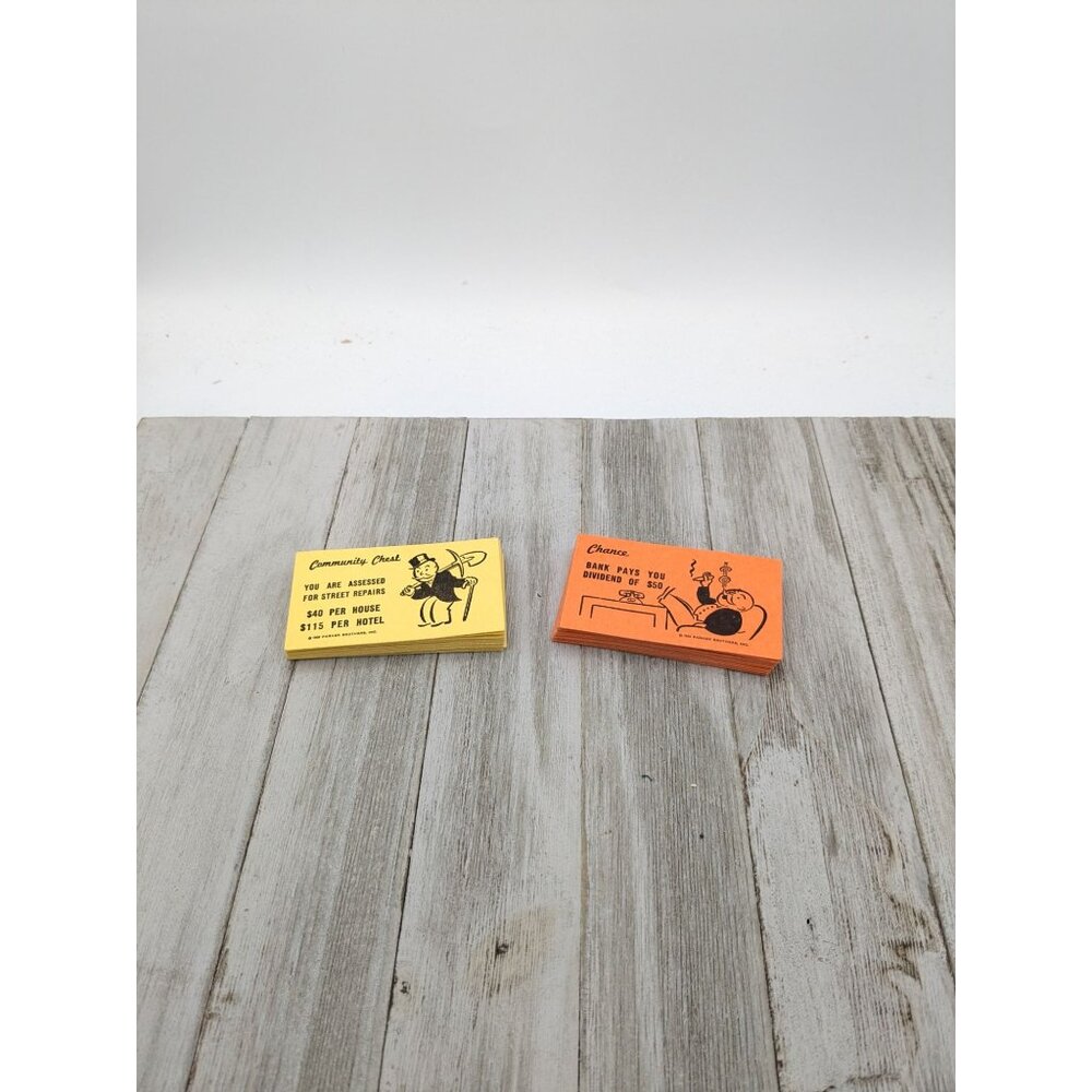 Vintage 1961 Monopoly Replacement Cards Chance Community Chest